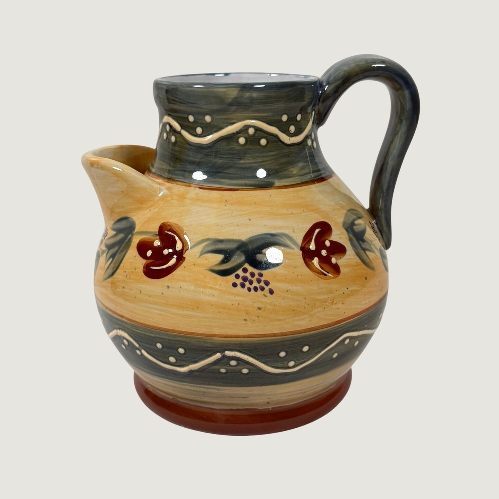 Cardinal Avignon Provence Nanette Vacher Hand Painted Ceramic Pitcher